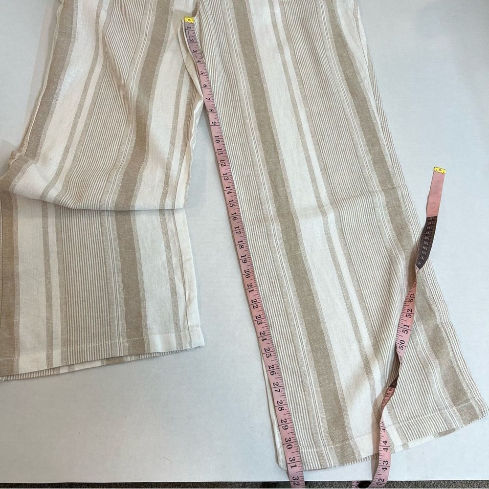 New Denim&Co Linen Blend Pull-on Full Length Striped Pants | Size L - Picture 7 of 9